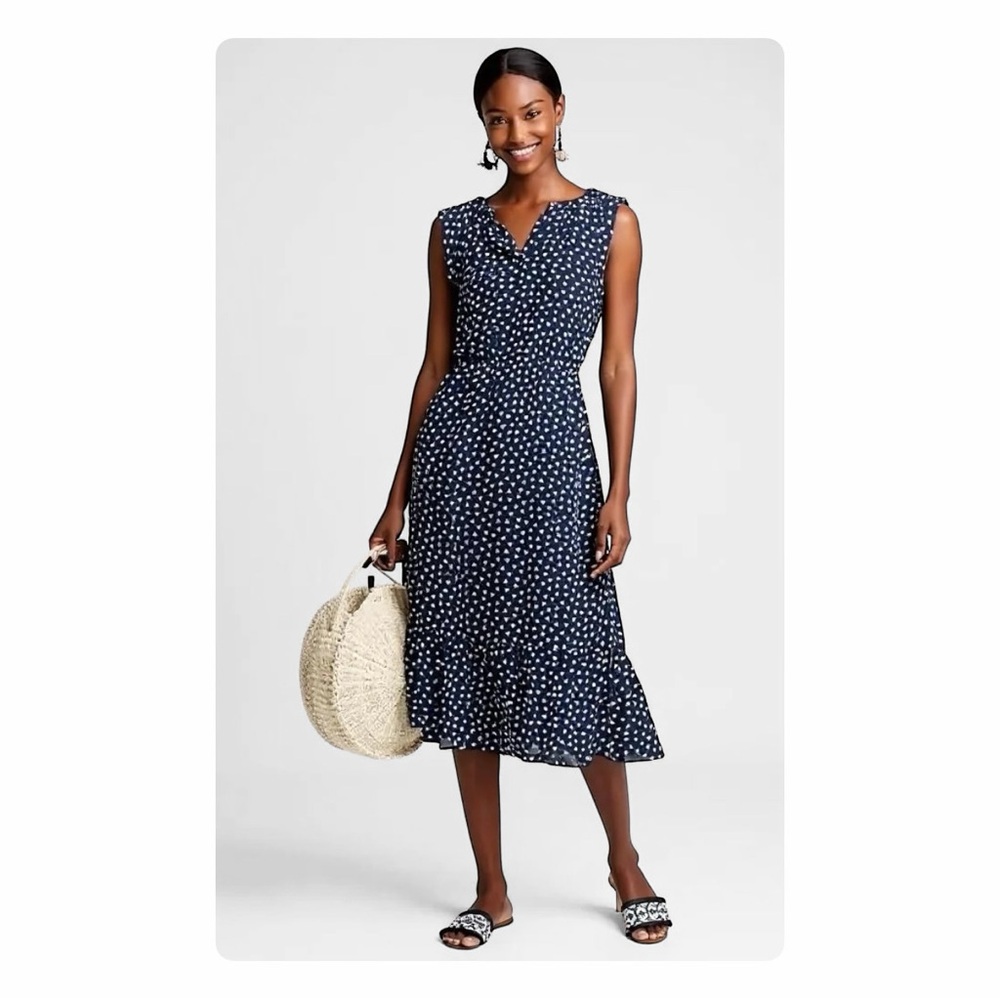 ★ J.Crew Mercantile Cap-sleeve Midi Dress in Dragonfly print - Navy Blue ★